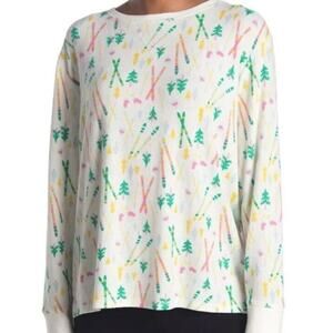 Free Press Women's Brushed Knit Lounge Shirt in Ivory Egret Skis XSmall MSRP $59